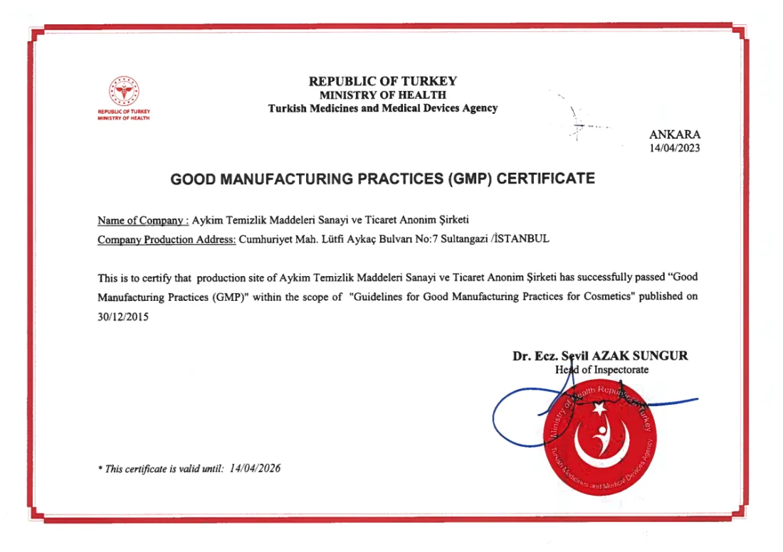 İyi İmalat Uygulamaları GMP Belgesi